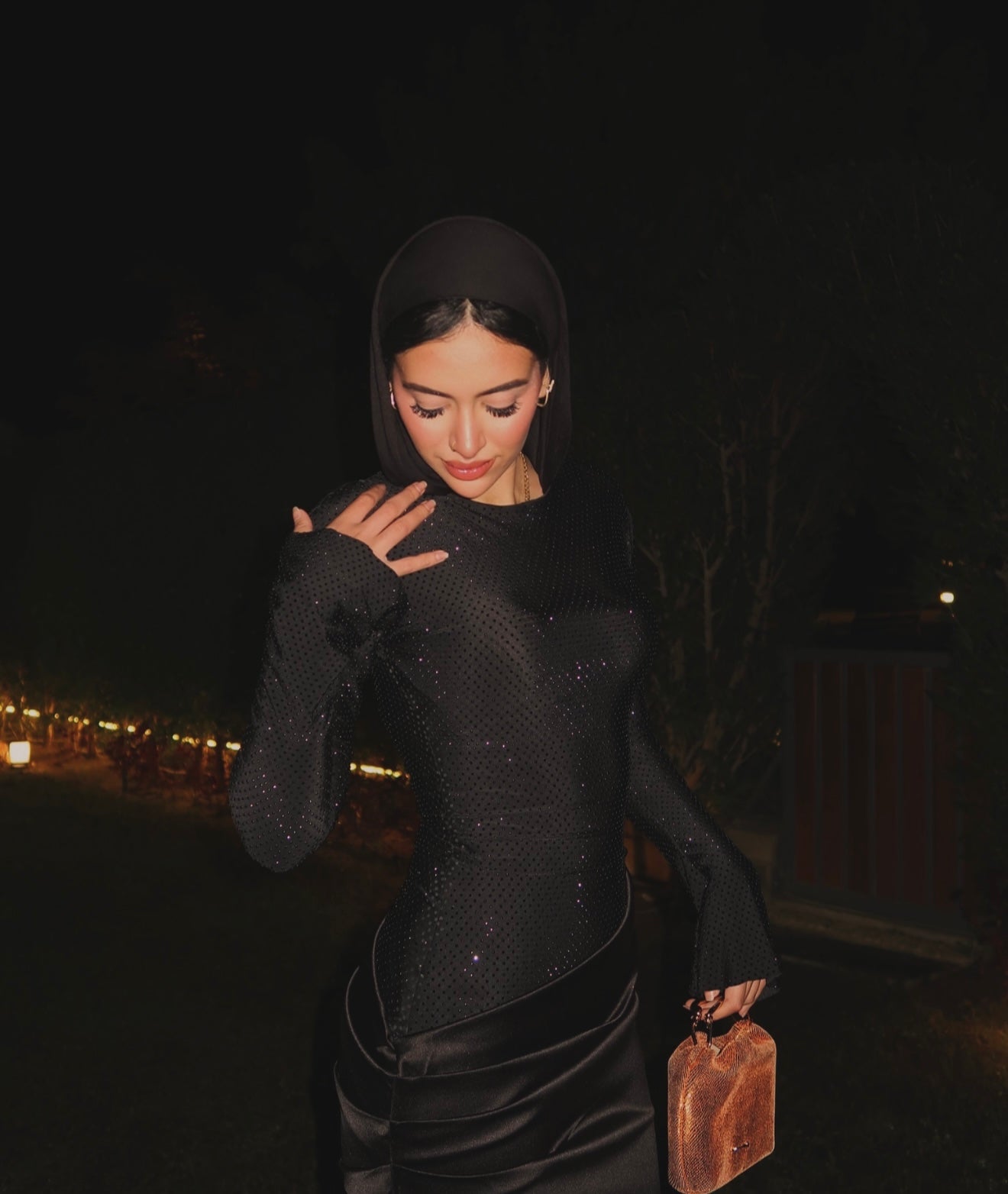 Black bling soirée dress
