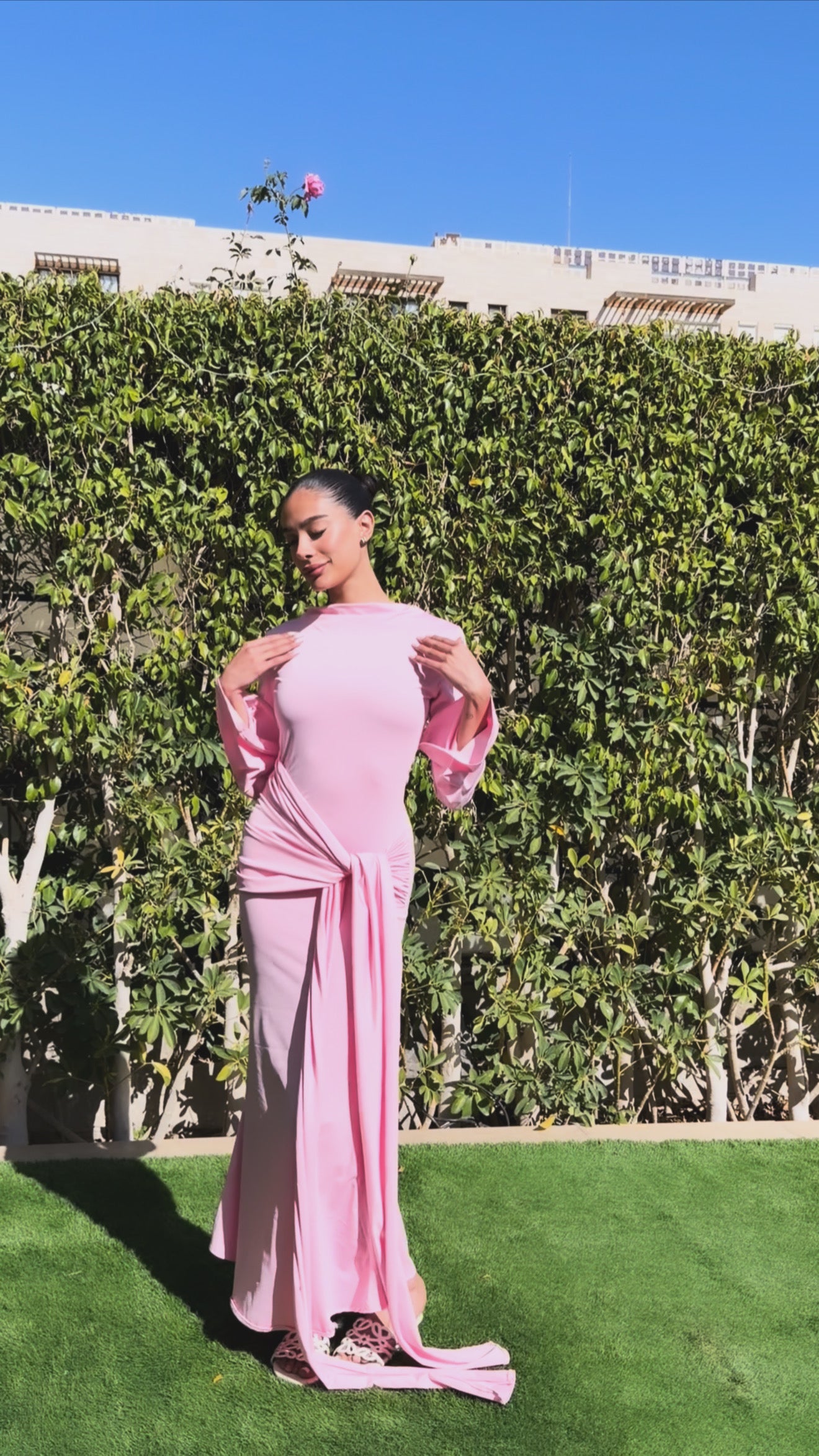 chinese dress ladies Baby pink Wrap dress