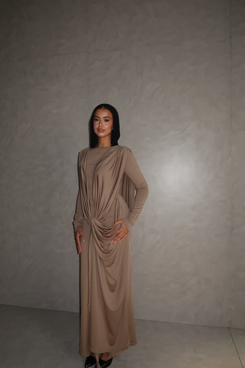 Smoky Beige | The Athena Draped Dress