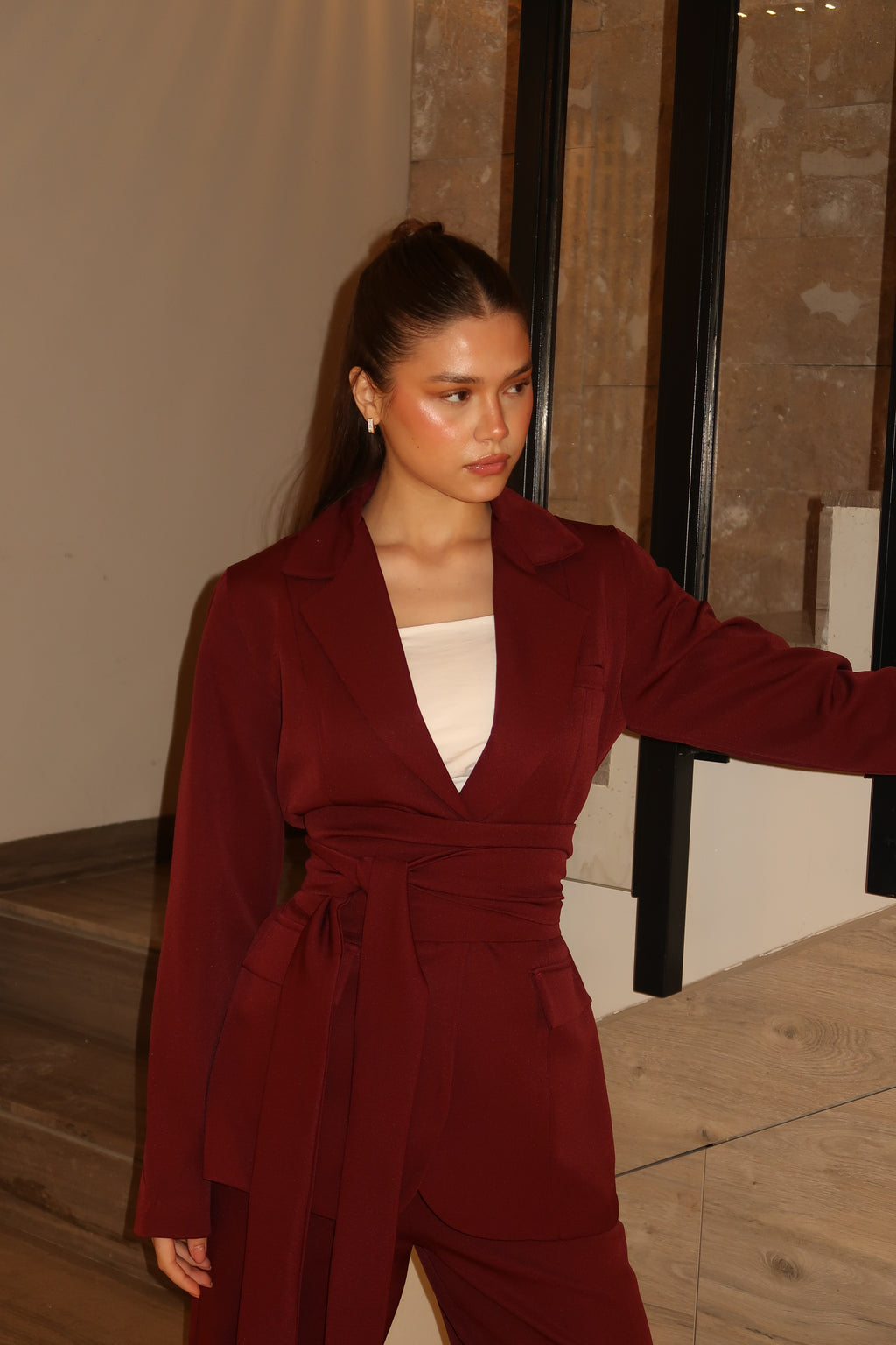 The Maroon Belted Suit