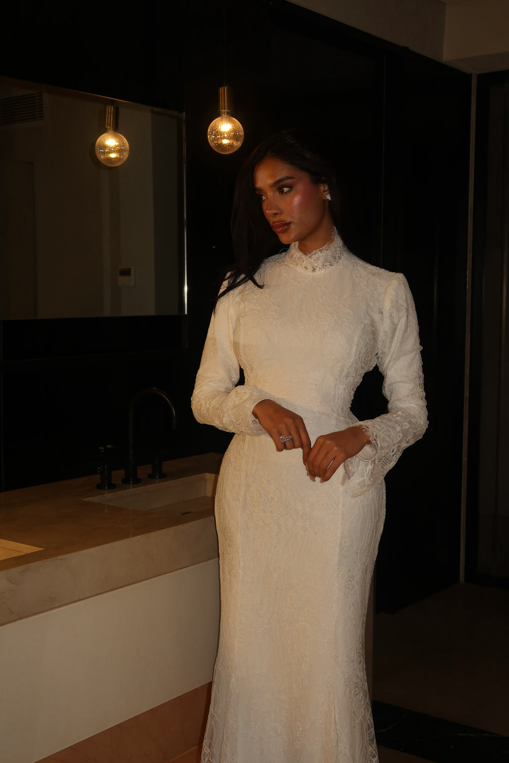 The French Lace High Neck Dress