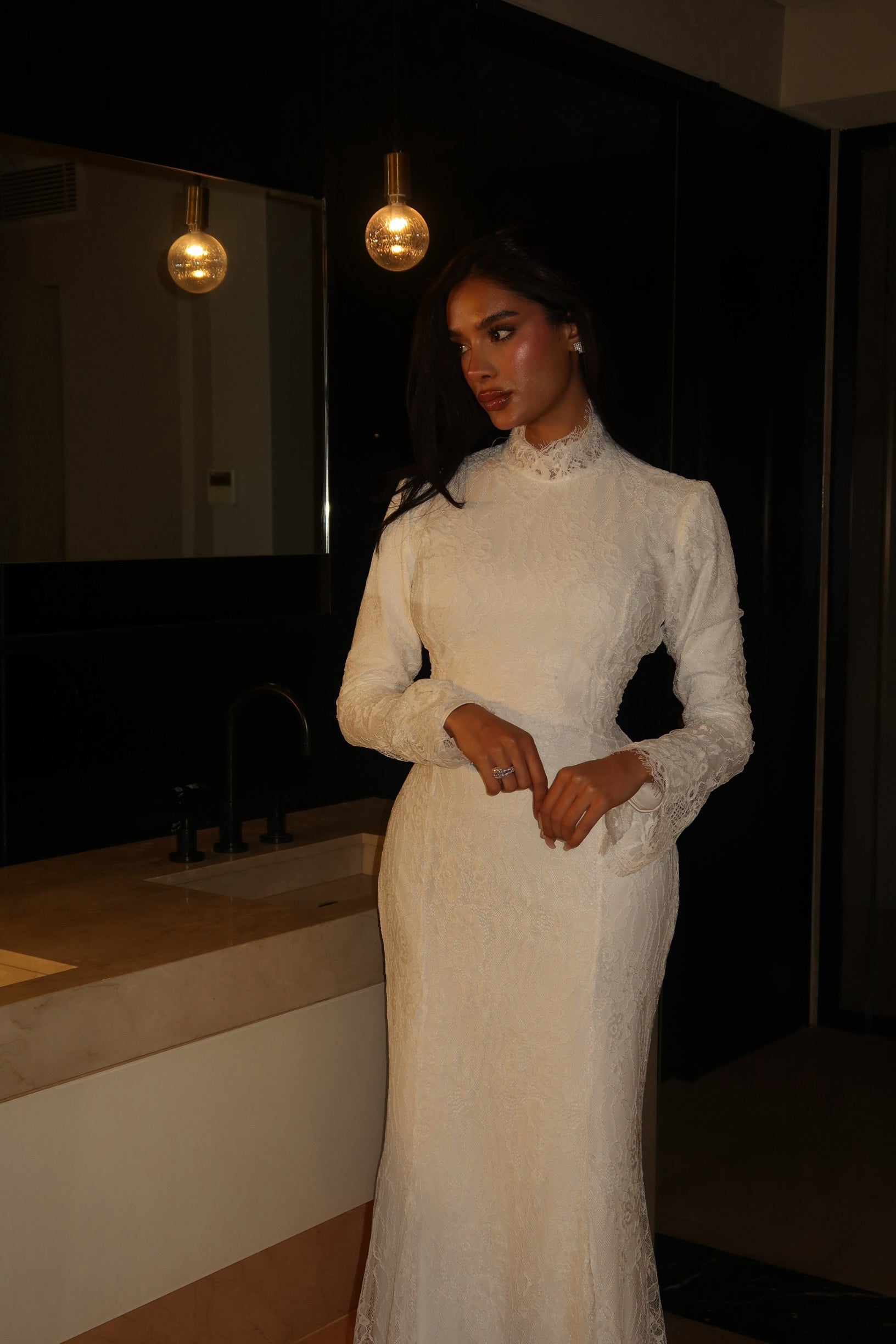 The French Lace High Neck Dress