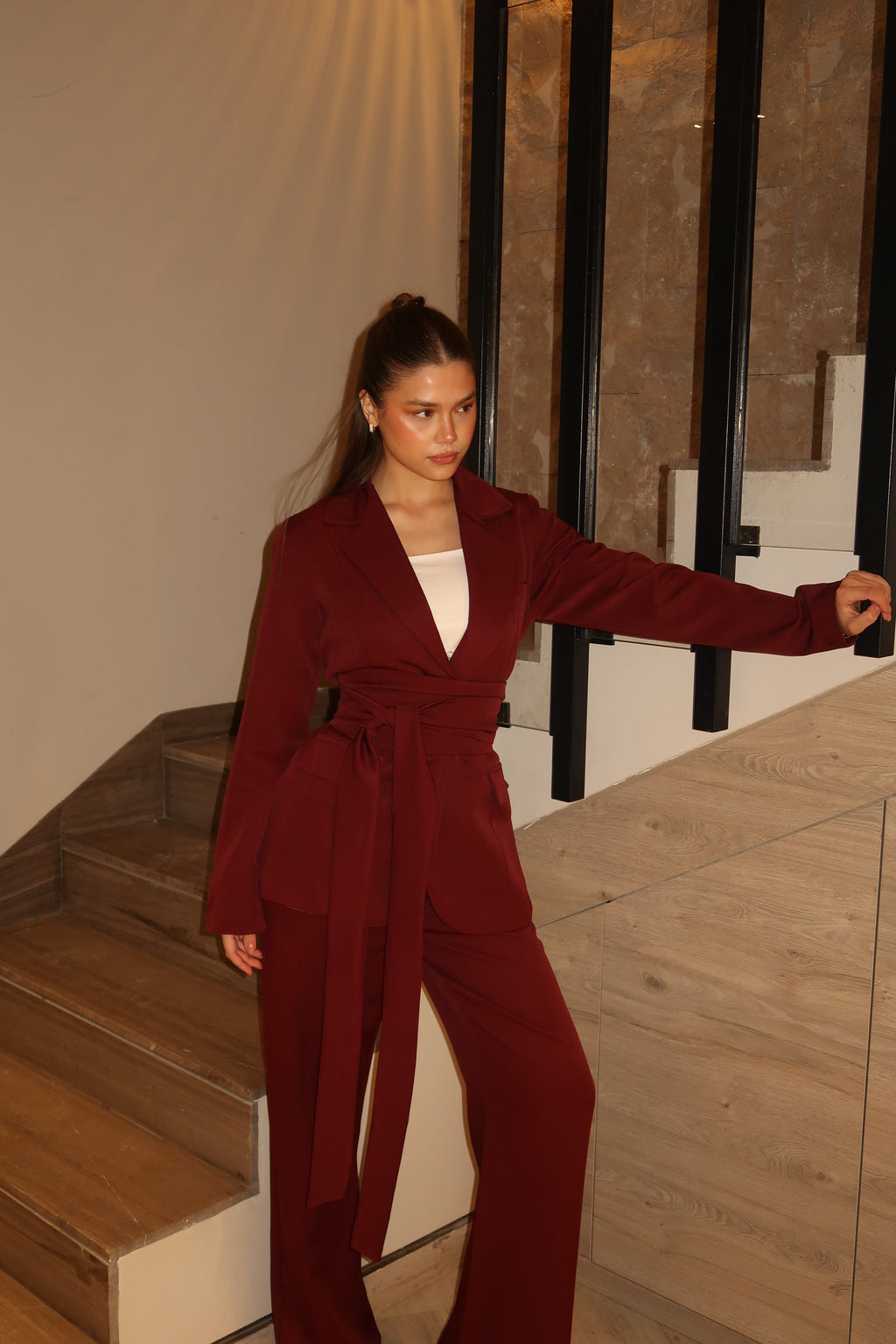 The Maroon Belted Suit