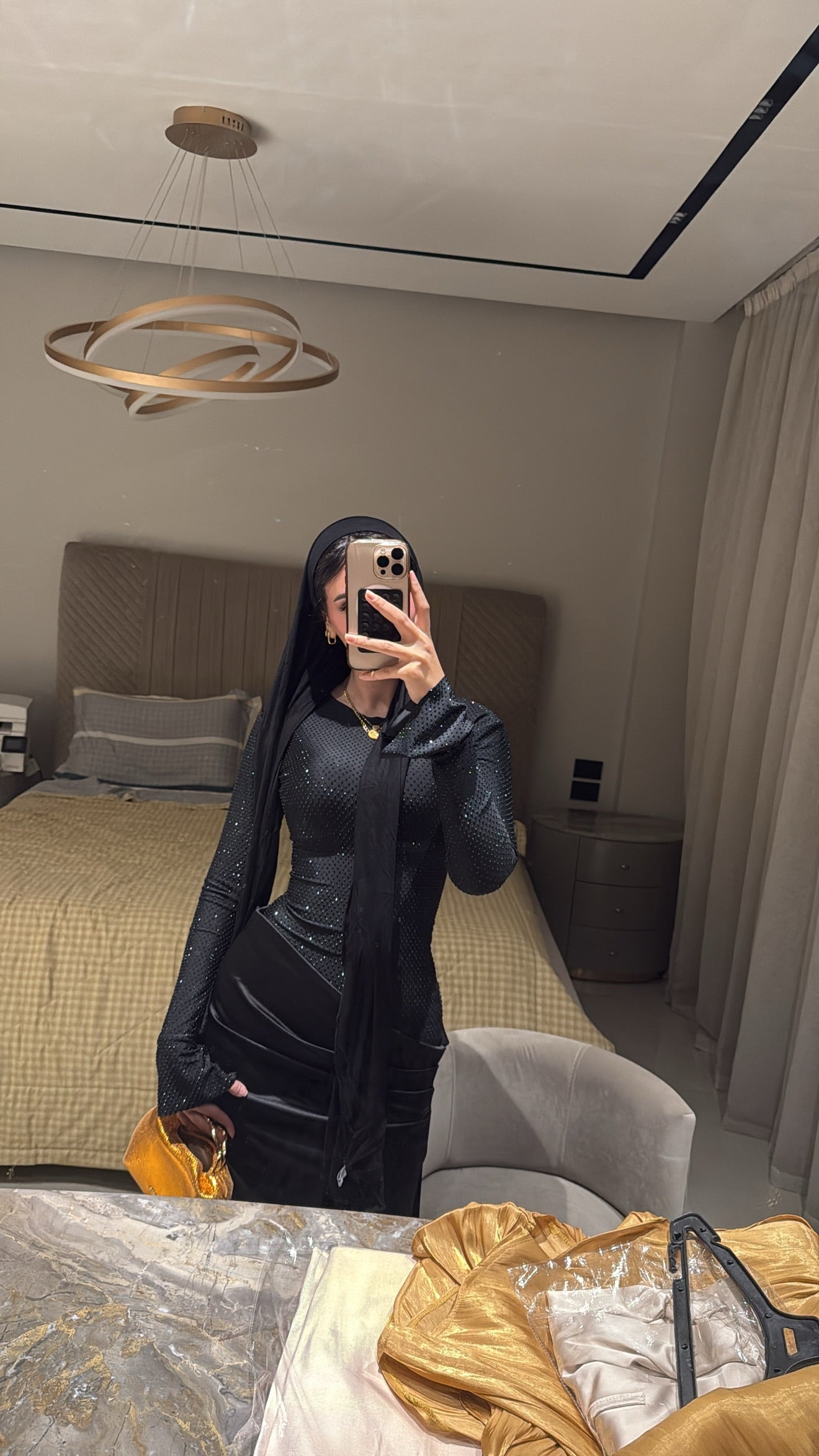 Black bling soirée dress