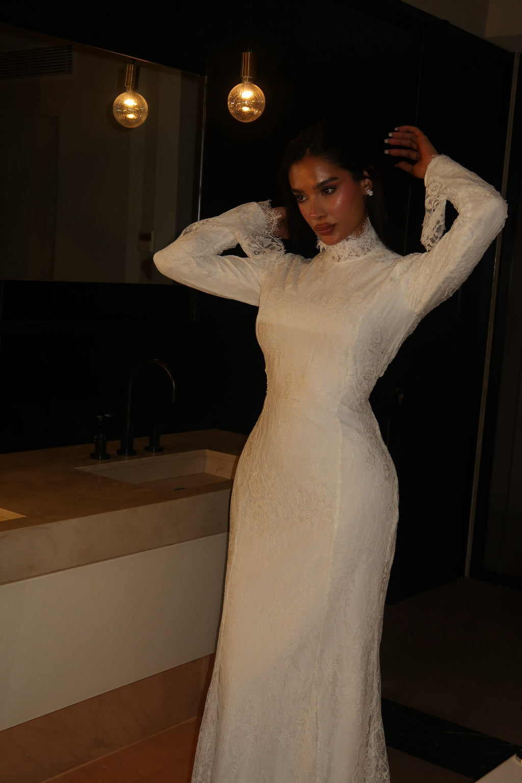 The French Lace High Neck Dress