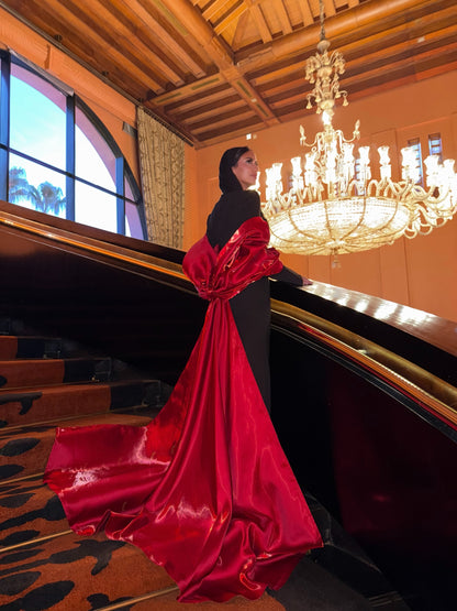 Black x Redwine bow tie dress