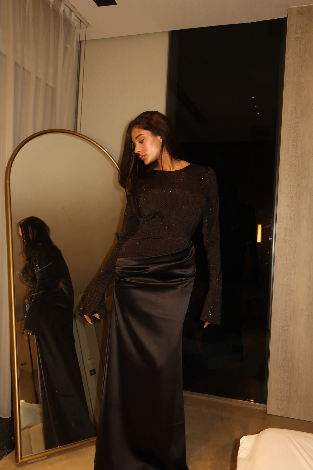 Black bling soirée dress