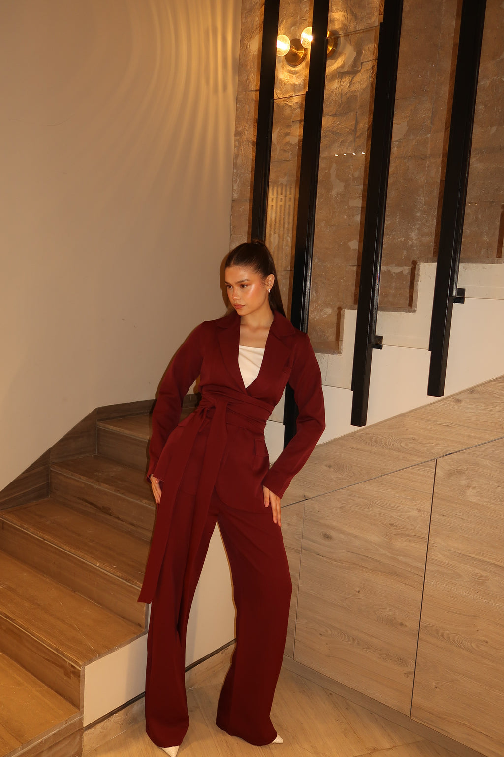 The Maroon Belted Suit