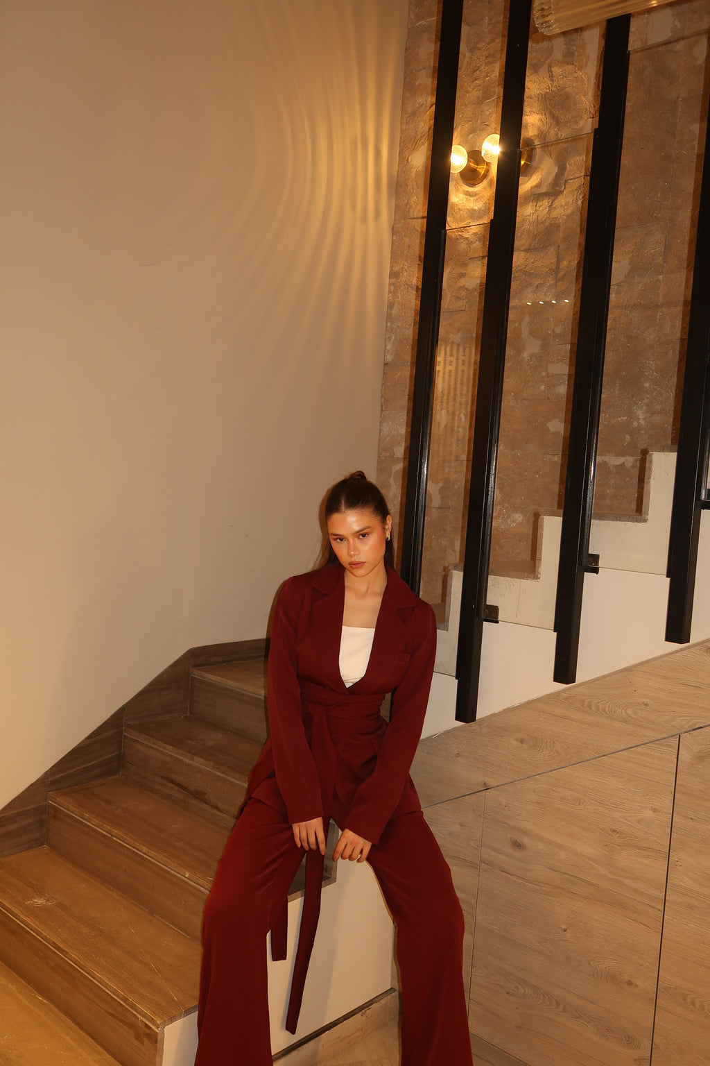 The Maroon Belted Suit