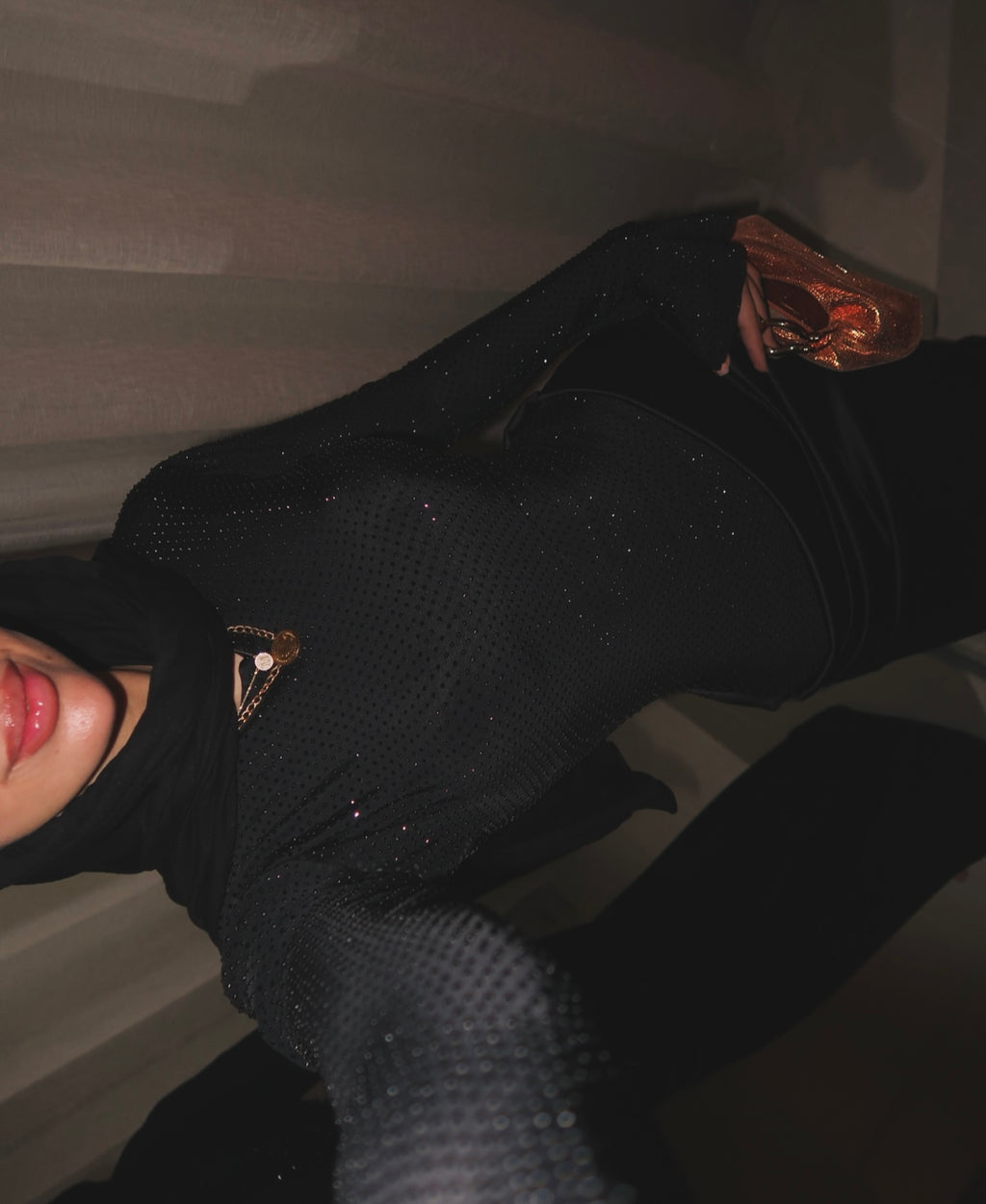 Black bling soirée dress