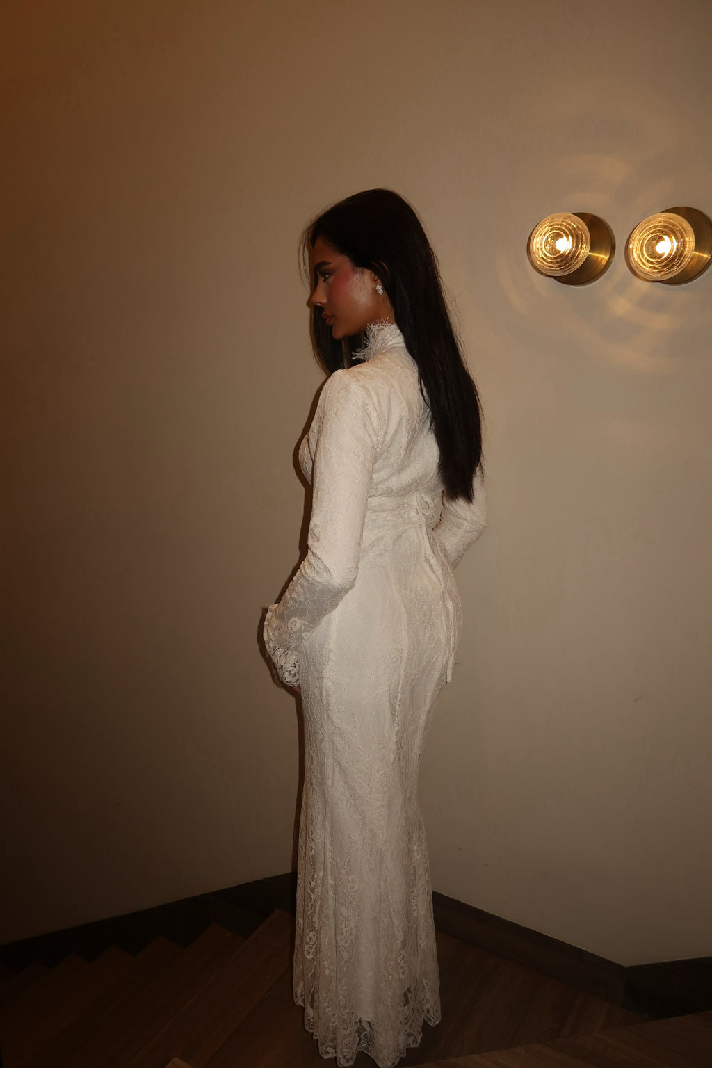 The French Lace High Neck Dress