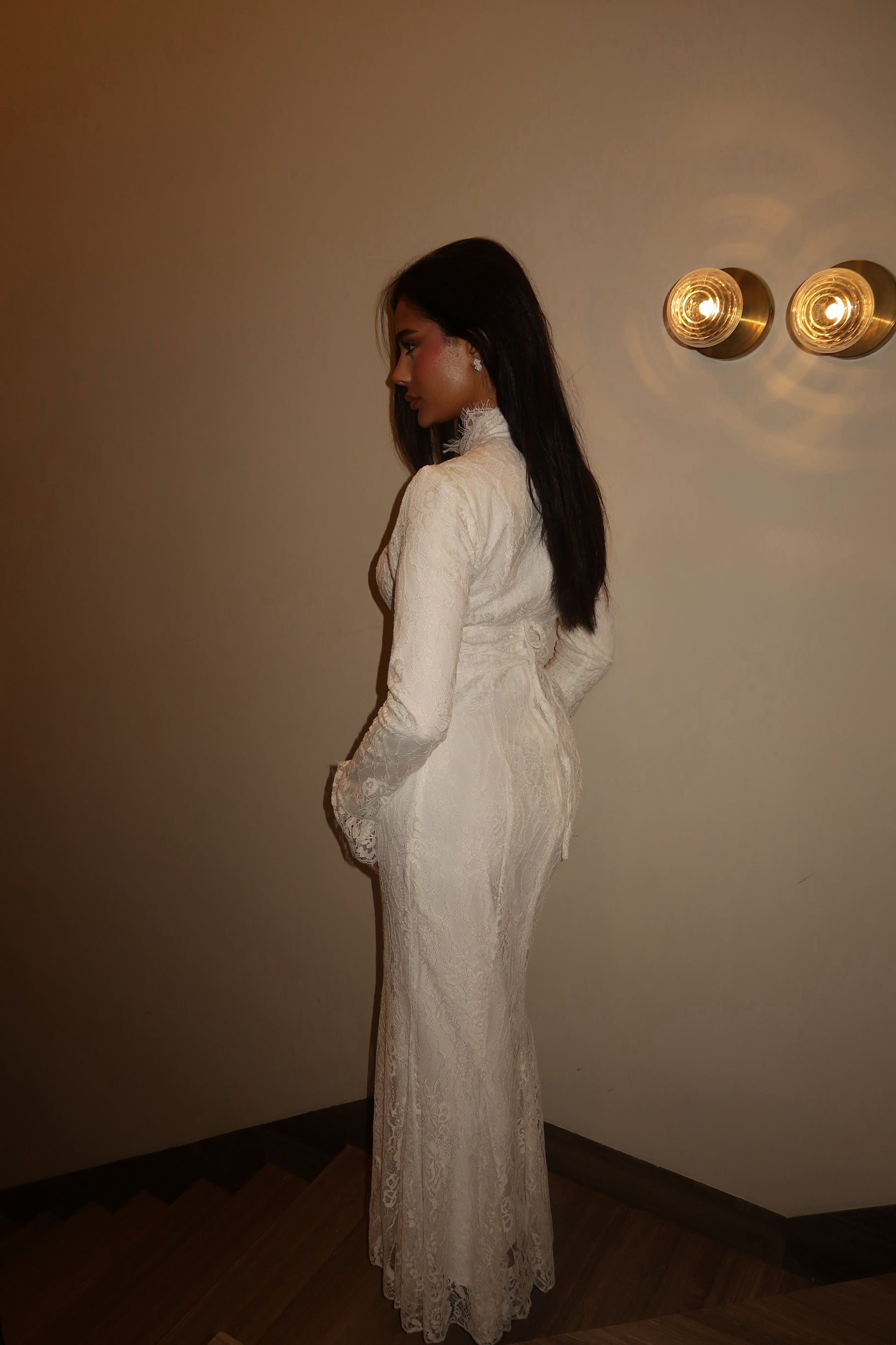 The French Lace High Neck Dress